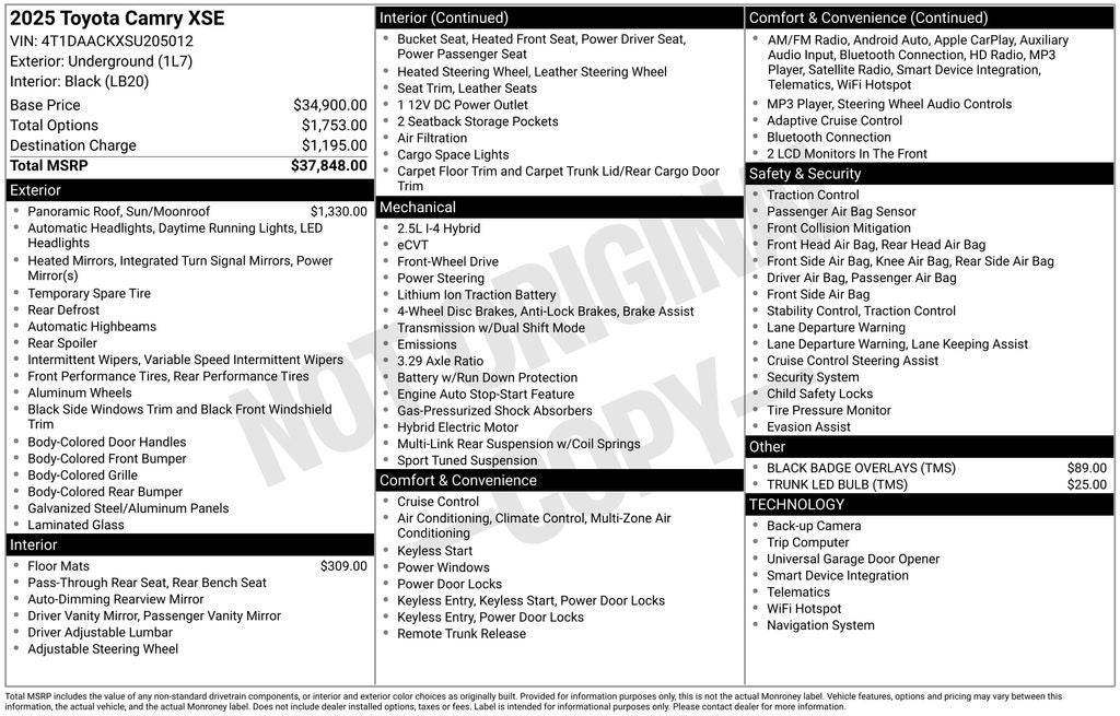2025 Toyota CAMRY XSE