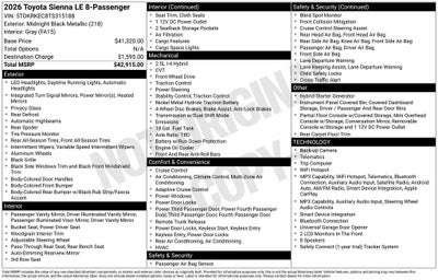2026 Toyota Sienna LE 8 Passenger