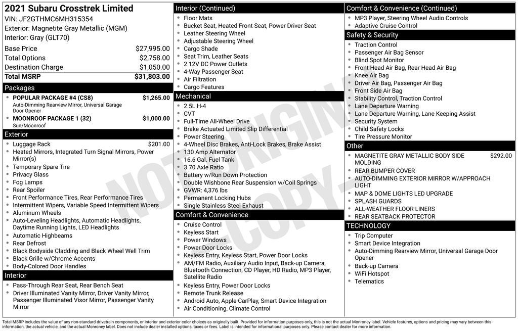 2021 Subaru Crosstrek Limited