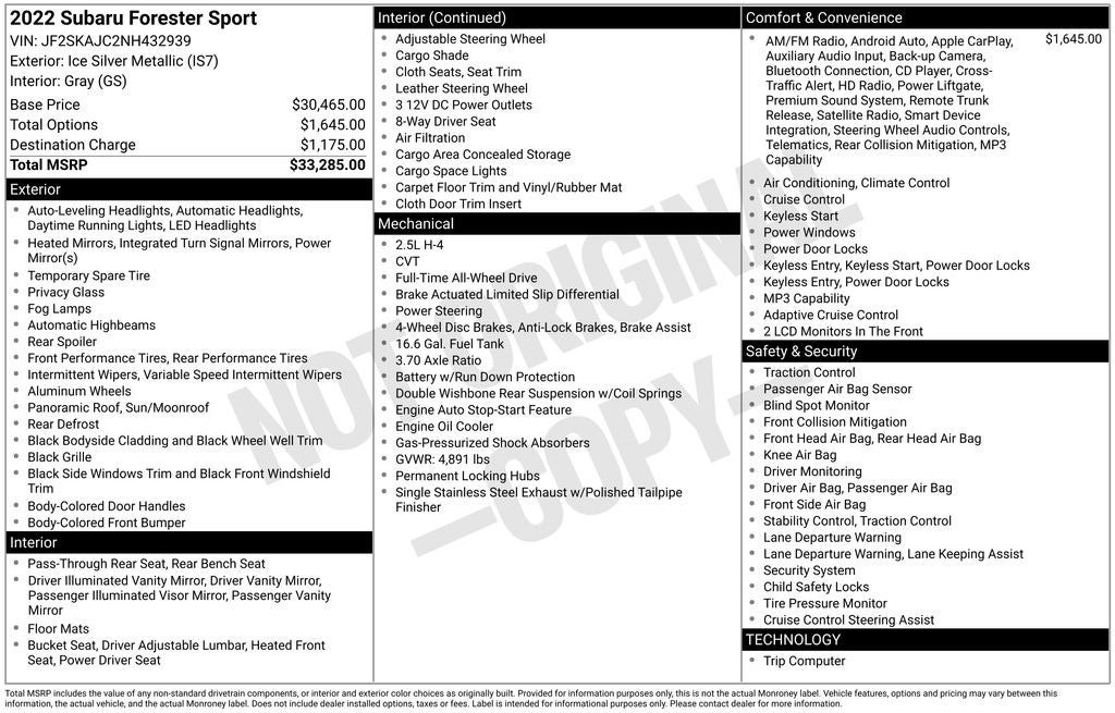 2022 Subaru Forester Sport