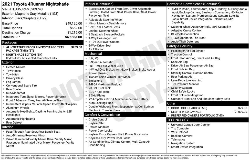 2021 Toyota 4RUNNER Nightshade