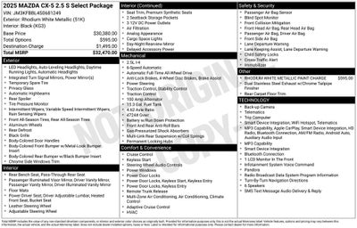 2025 Mazda Mazda CX-5 2.5 S Select Package