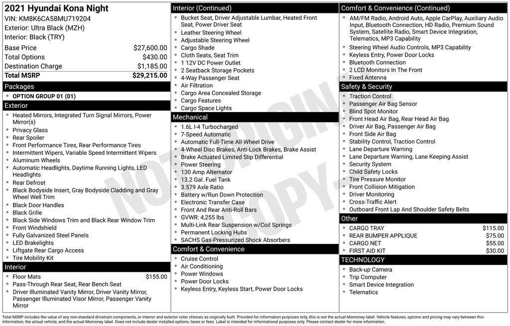 2021 Hyundai Kona NIGHT