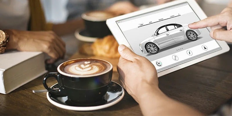 customer looking at the website of Fitzgerald Cadillac of Hagerstown in Hagerstown MD 